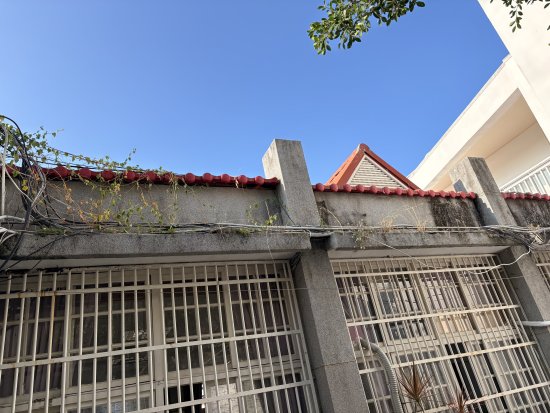 請派人清除校長室後面屋沿上方的雜草和汙土，謝謝。