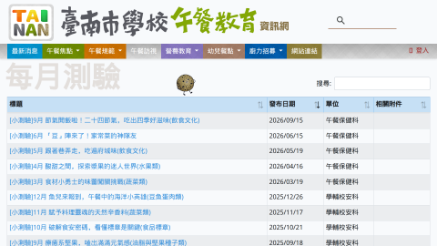 臺南市午餐教育-每月測驗logo或縮圖