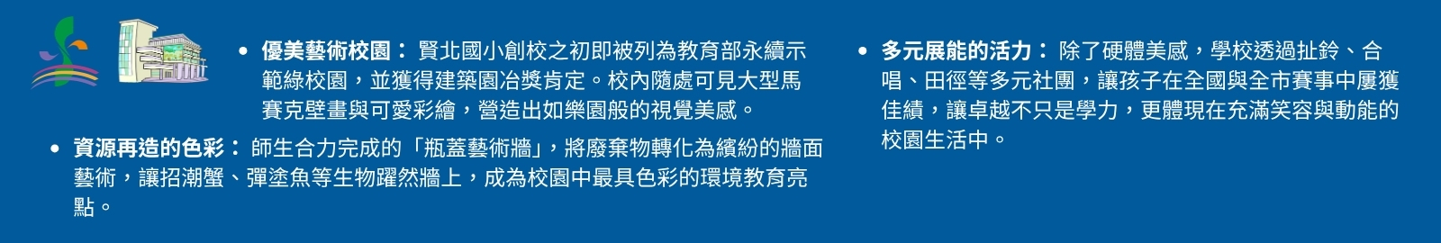 核心行動： 自行開發課程、活化閒置空間、擴大教學場域。
具體特色： 建置蝴蝶園步道、種植蜜源植物、進行志工培訓、蝴蝶園植教學。
教育價值： 結合「生態、活力、幸福」校風，提供學生實地進行自然科學探究的機會。